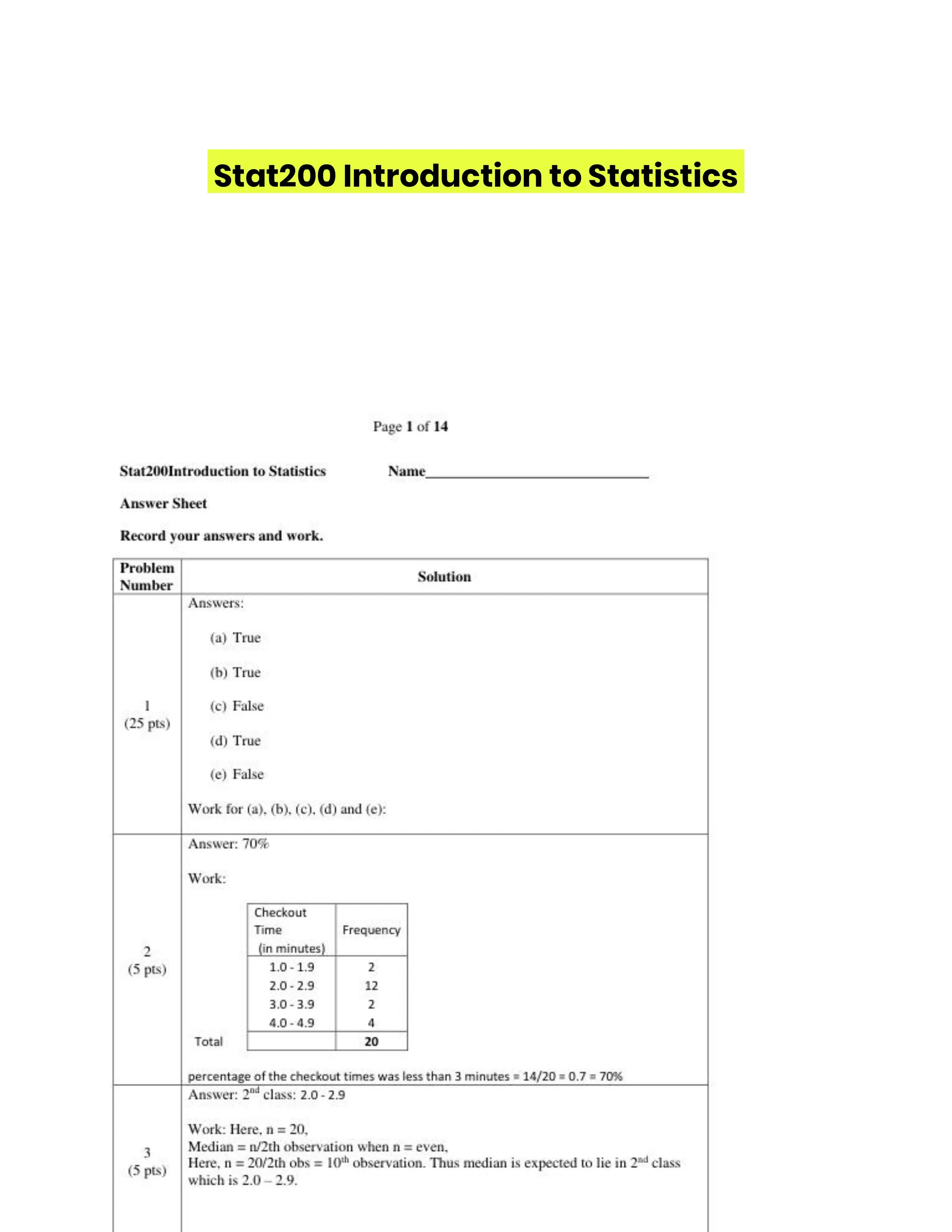 Stat200 Introduction to Statistics