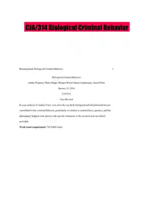 CJA/314 Biological Criminal Behavior