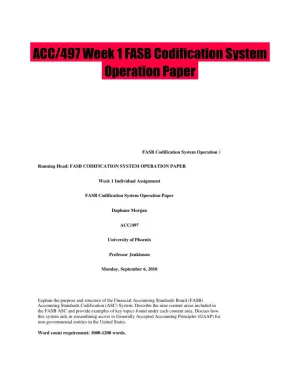 ACC/497 Week 1 FASB Codification System Operation Paper