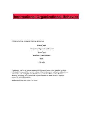 International Organizational Behavior