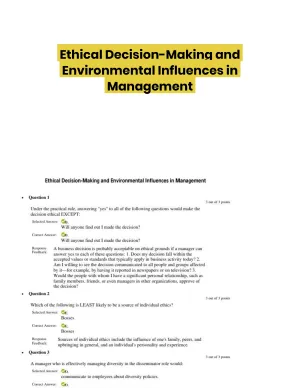 Ethical Decision-Making and Environmental Influences in Management