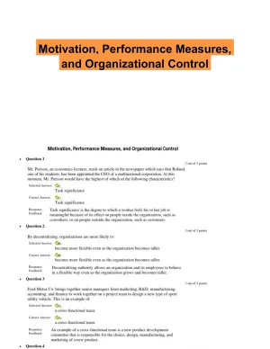 Motivation, Performance Measures, and Organizational Control