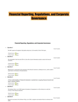 Financial Reporting, Regulations, and Corporate Governance