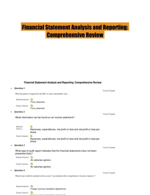 Financial Statement Analysis and Reporting: Comprehensive Review