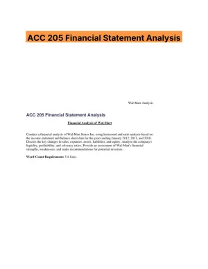 ACC 205 Financial Statement Analysis