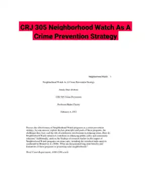 CRJ 305 Neighborhood Watch As A Crime Prevention Strategy
