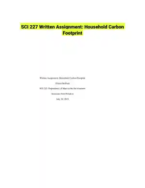 SCI 227 Written Assignment: Household Carbon Footprint