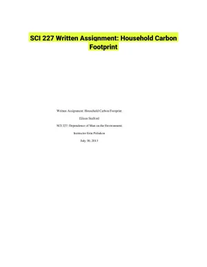 SCI 227 Written Assignment: Household Carbon Footprint