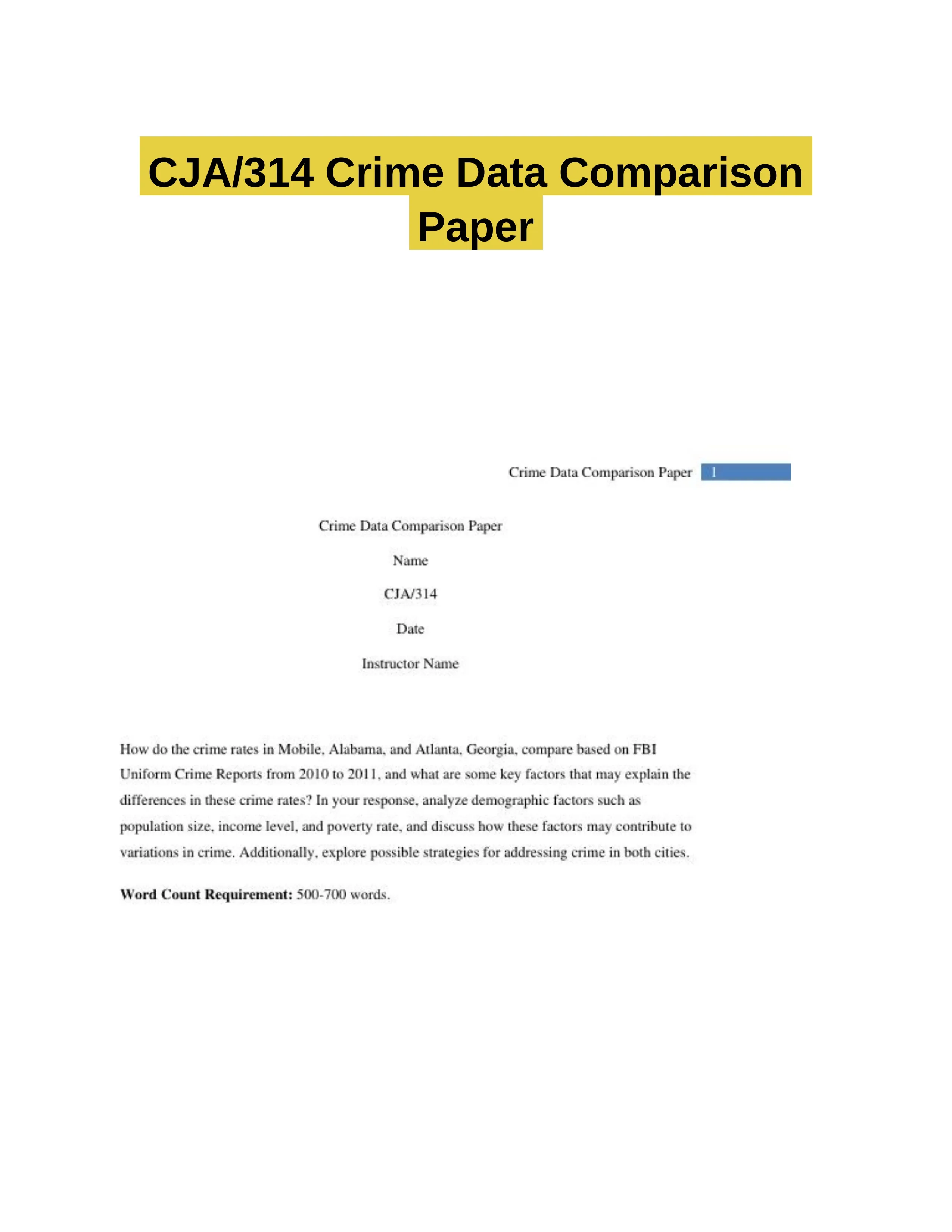CJA/314 Crime Data Comparison Paper