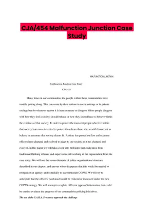 CJA/454 Malfunction Junction Case Study