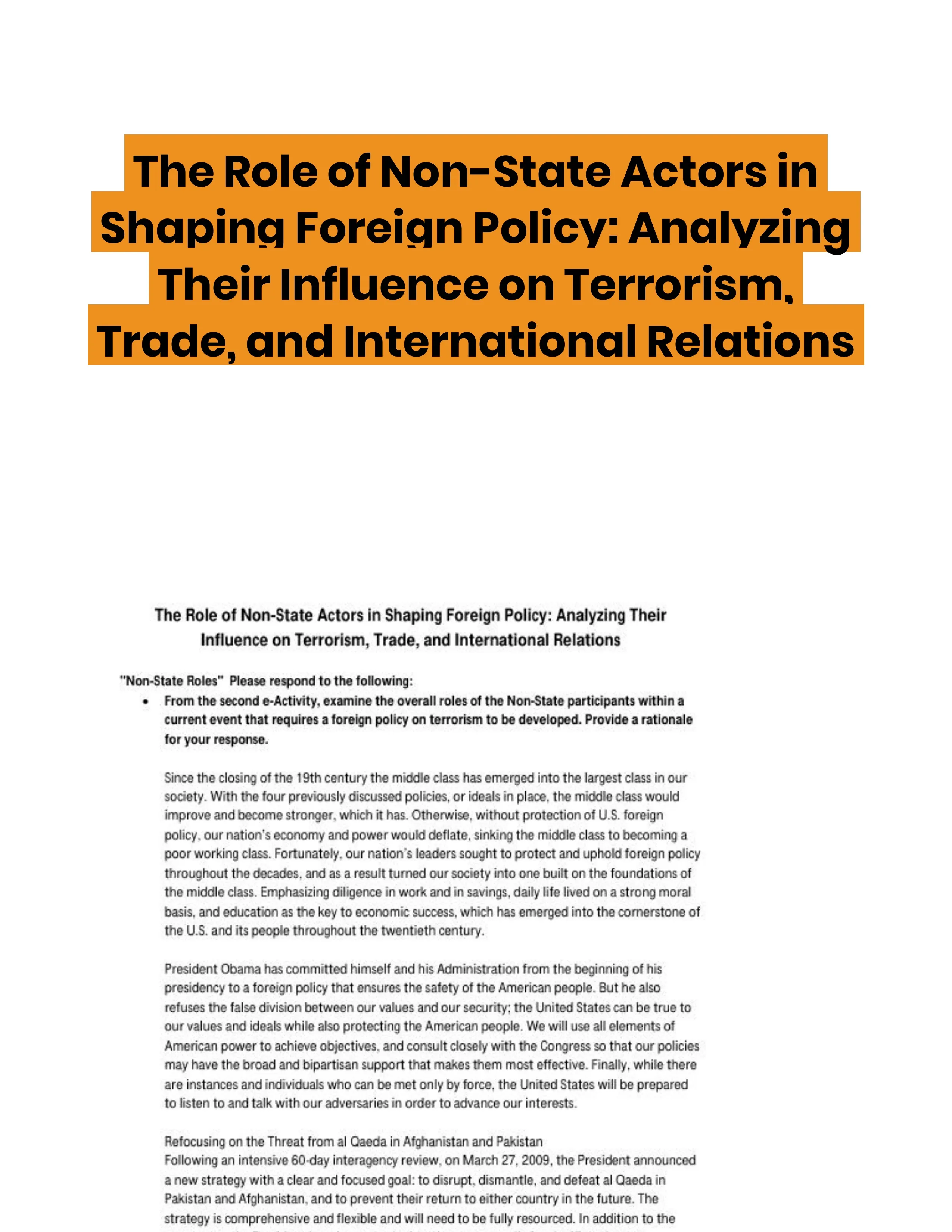 The Role of Non-State Actors in Shaping Foreign Policy: Analyzing Their Influence on Terrorism, Trade, and International Relations
