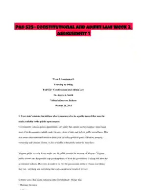 PAD 525� Constitutional and Admin Law Week 2, Assignment 1