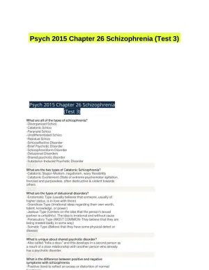 Psych 2015 Chapter 26 Schizophrenia (Test 3)