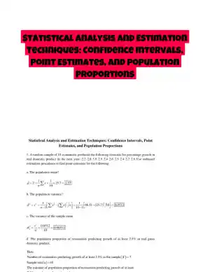 Statistical Analysis and Estimation Techniques: Confidence Intervals, Point Estimates, and Population Proportions