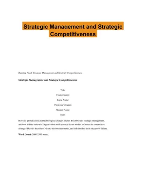 Strategic Management and Strategic Competitiveness