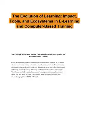 The Evolution of Learning: Impact, Tools, and Ecosystems in E-Learning and Computer-Based Training