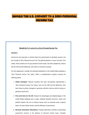 Should the U.S. convert to a Zero Personal Income Tax