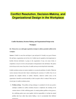 Conflict Resolution, Decision-Making, and Organizational Design in the Workplace