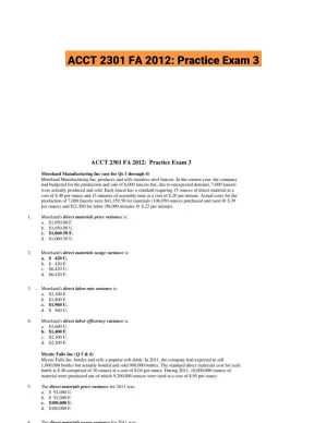 ACCT 2301 FA 2012: Practice Exam 3