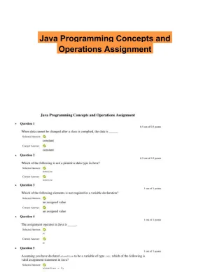 Java Programming Concepts and Operations Assignment
