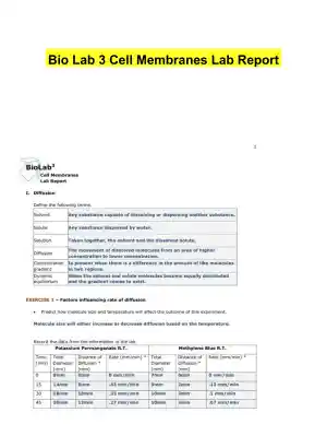 Bio Lab 3 Cell Membranes Lab Report