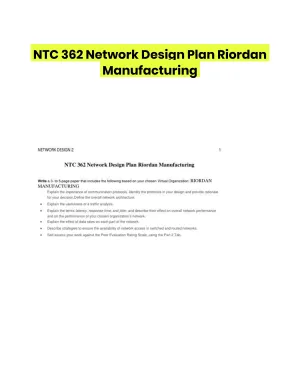 NTC 362 Network Design Plan Riordan Manufacturing