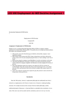 LEG 500 Employment-At-Will Doctrine Assignment 1