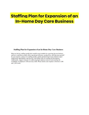 Staffing Plan for Expansion of an In-Home Day Care Business