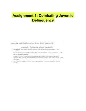 Assignment 1: Combating Juvenile Delinquency