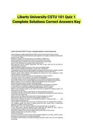 Liberty University CSTU 101 Quiz 1 Complete Solutions Correct Answers Key