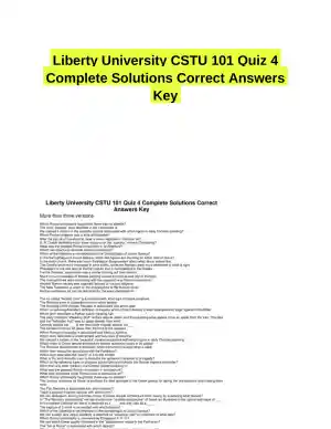 Liberty University CSTU 101 Quiz 4 Complete Solutions Correct Answers Key