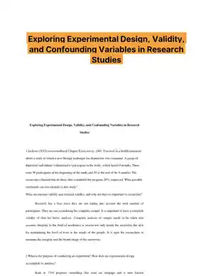 Exploring Experimental Design, Validity, and Confounding Variables in Research Studies