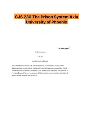 CJS 230 The Prison System Axia University of Phoenix