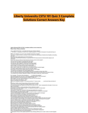 Liberty University CSTU 101 Quiz 3 Complete Solutions Correct Answers Key