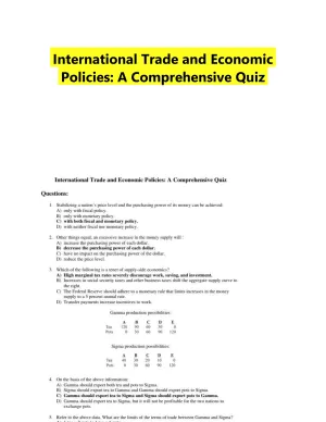 International Trade and Economic Policies: A Comprehensive Quiz
