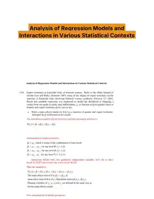 Analysis of Regression Models and Interactions in Various Statistical Contexts