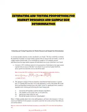Estimating and Testing Proportions for Market Research and Sample Size Determination