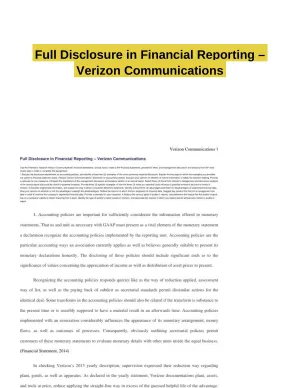 Full Disclosure in Financial Reporting � Verizon Communications