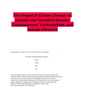 The Impact of Climate Change on Aquatic and Terrestrial Biomes: Consequences, Vulnerabilities, and Human Influence