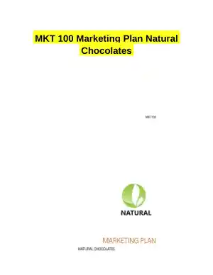 MKT 100 Marketing Plan Natural Chocolates