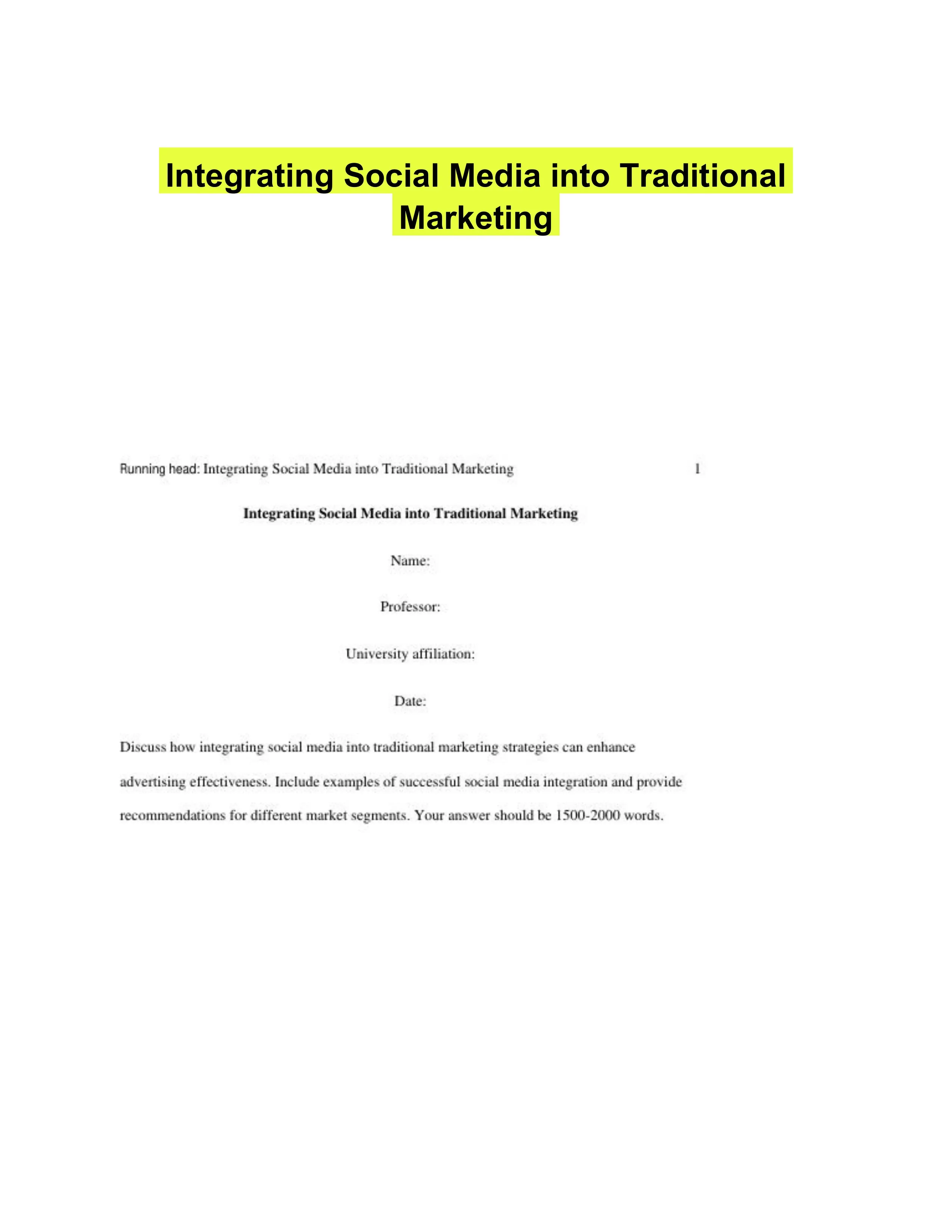 Integrating Social Media into Traditional Marketing