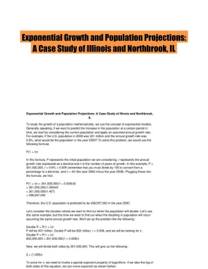 Exponential Growth and Population Projections: A Case Study of Illinois and Northbrook, IL