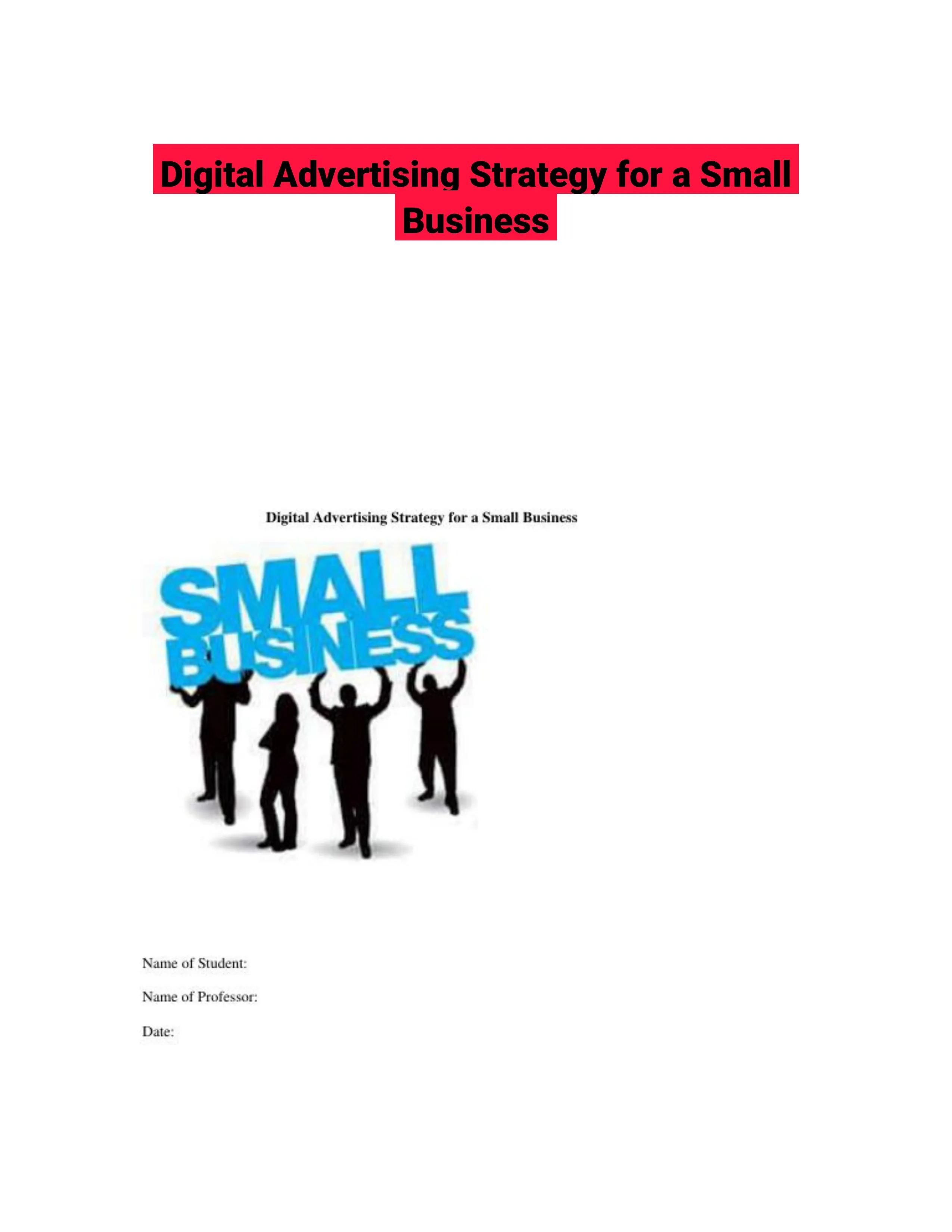 Digital Advertising Strategy for a Small Business
