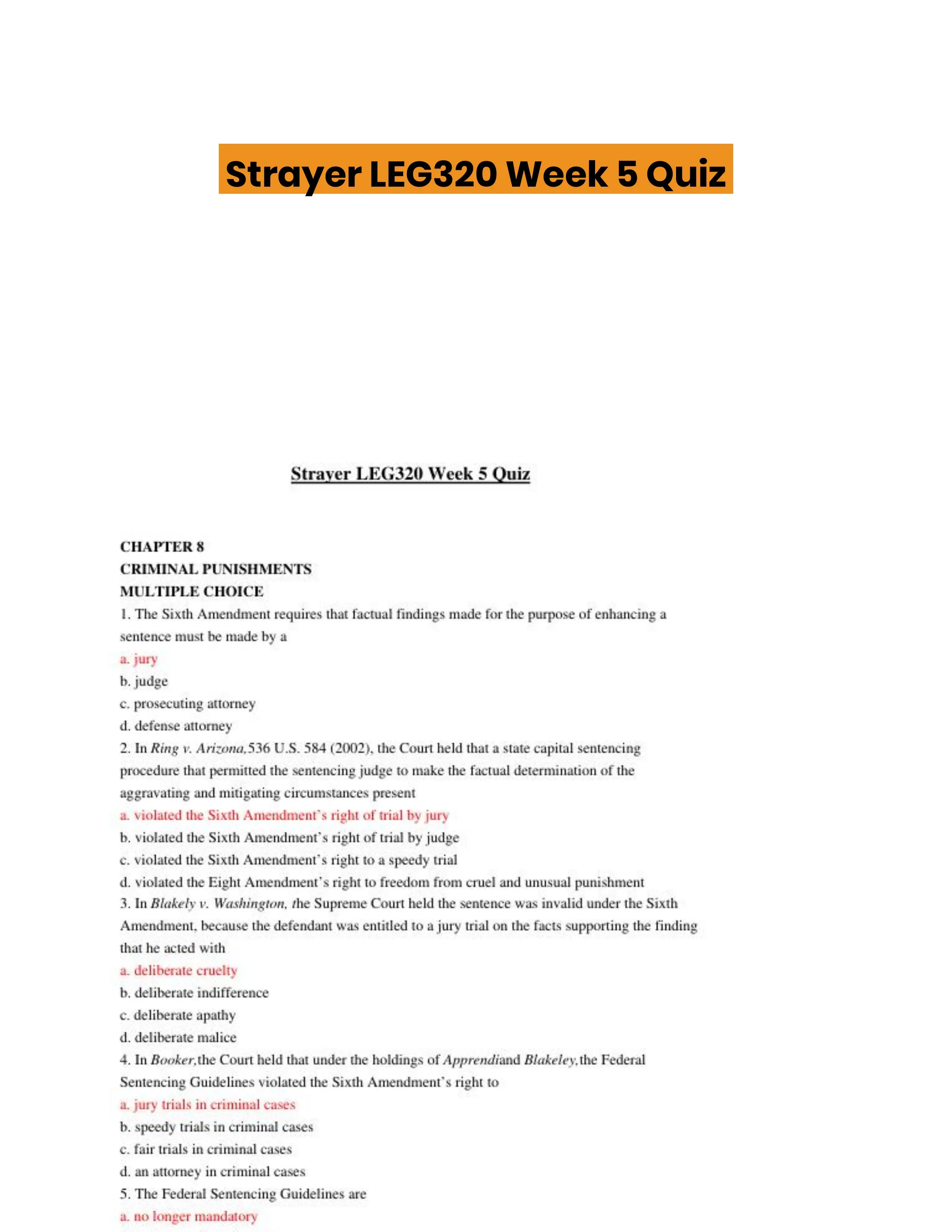 Strayer LEG320 Week 5 Quiz