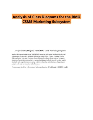 Analysis of Class Diagrams for the RMO CSMS Marketing Subsystem