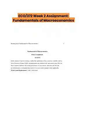ECO/372 Week 2 Assignment: Fundamentals of Macroeconomics