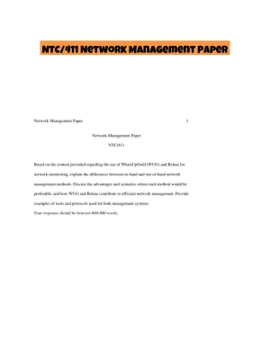 NTC/411 Network Management Paper