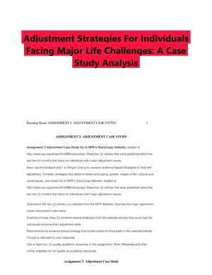 Adjustment Strategies For Individuals Facing Major Life Challenges: A Case Study Analysis