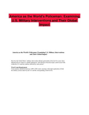 America as the World's Policeman: Examining U.S. Military Interventions and Their Global Impact