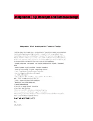 Assignment 6 SQL Concepts and Database Design